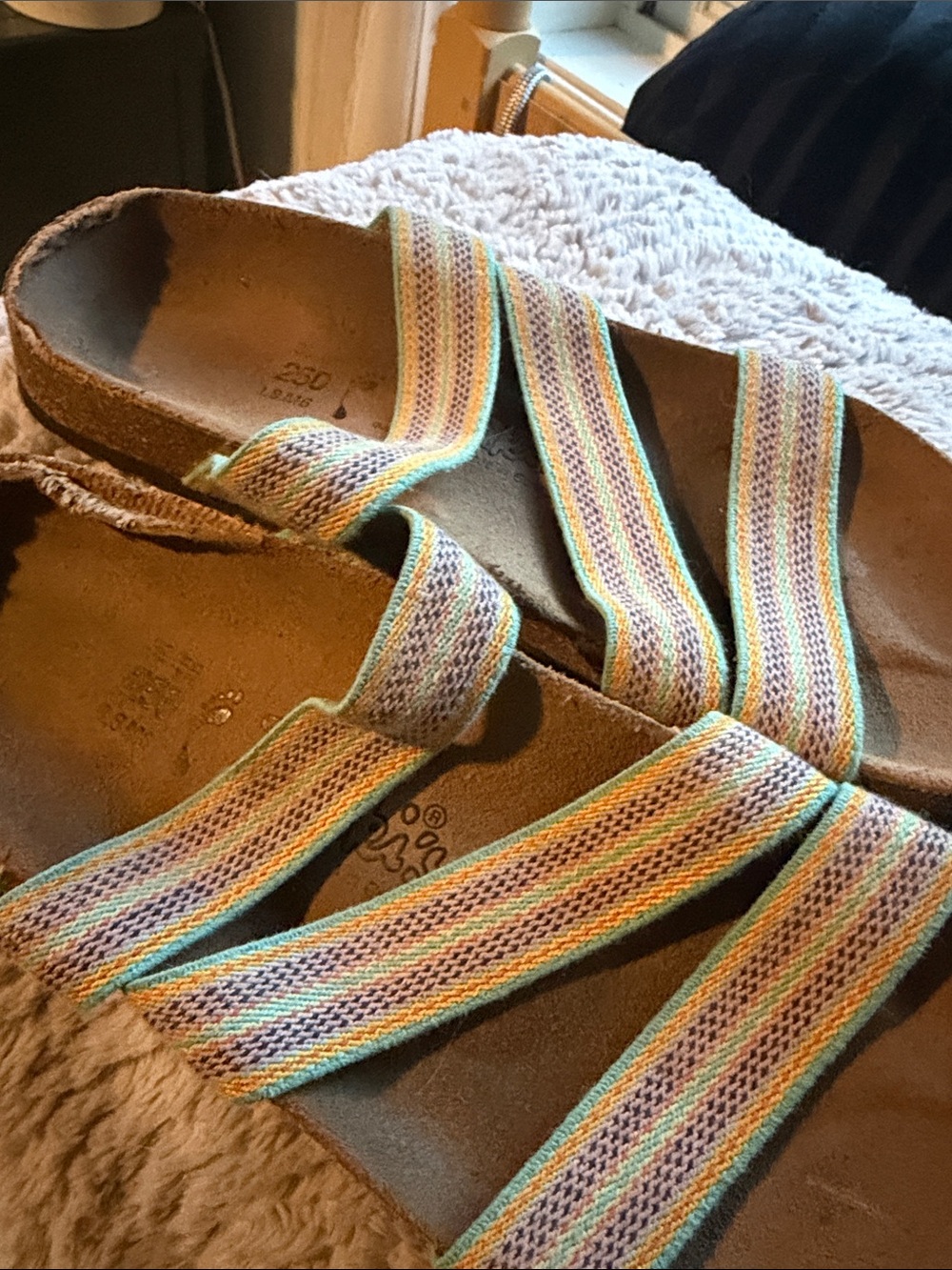 Birkenstock Women's Pastel Striped Three- Strap Sandals - Picture 5 of 5